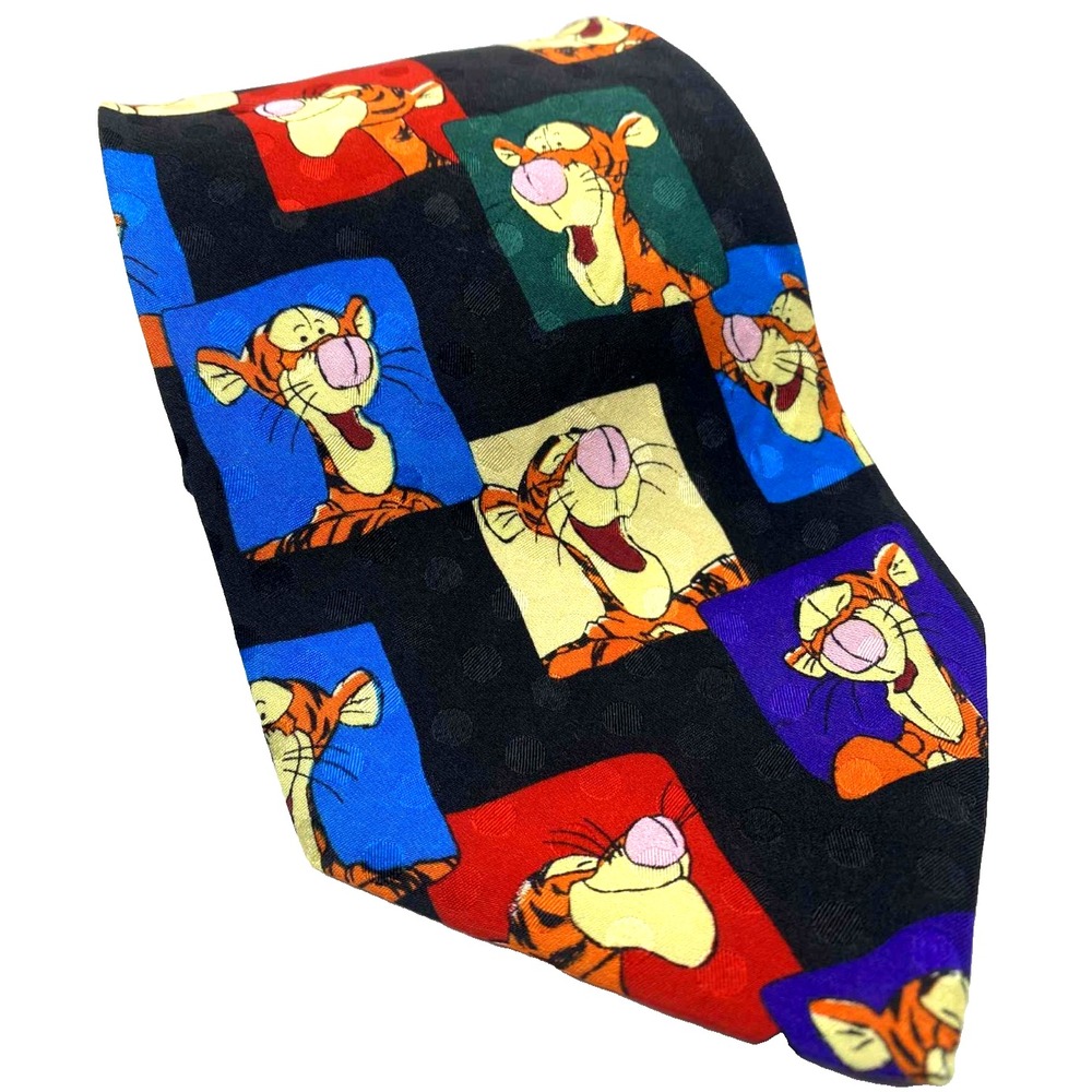 Winnie The Pooh Disney Cartoon Character Tigger Men's Necktie silk luxury LONG